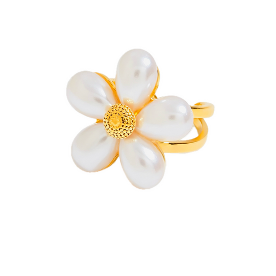 Pearl Daisy Ring &amp; Earring Set