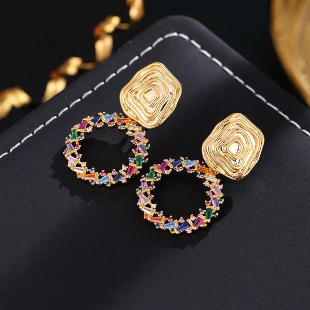 Aurora Burst Geometric Drop Earrings Colorful Sculptural Unexpected