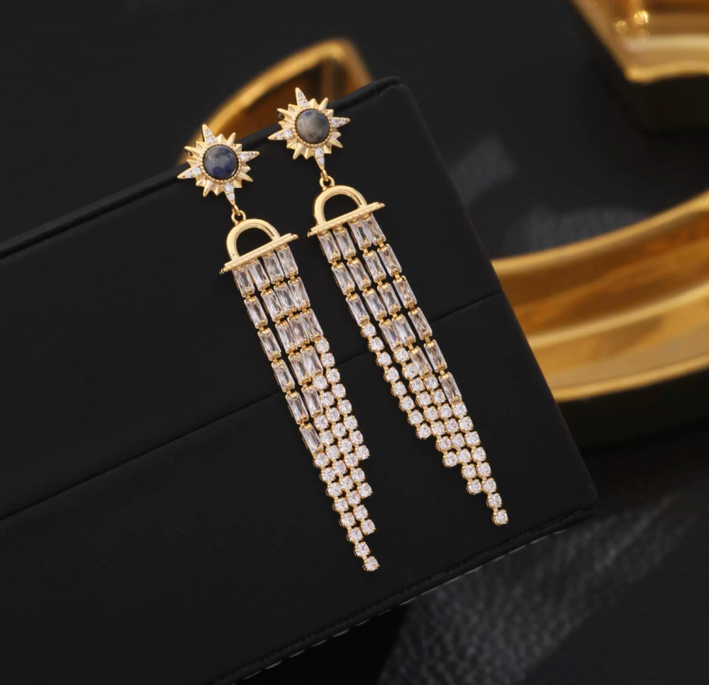 Starlight Cascade Long Drop Earrings Elegant drama, made to move
