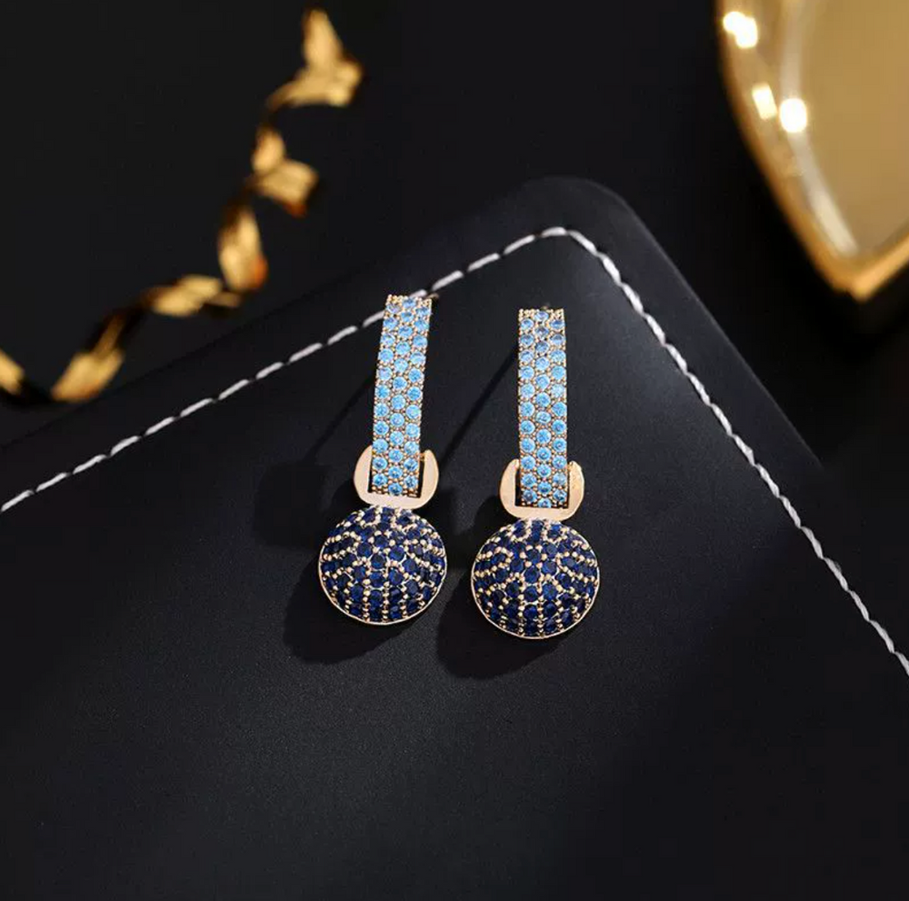 Midnight Orbit Drop Earrings Bold blue Sleek silhouette Galactic vibes