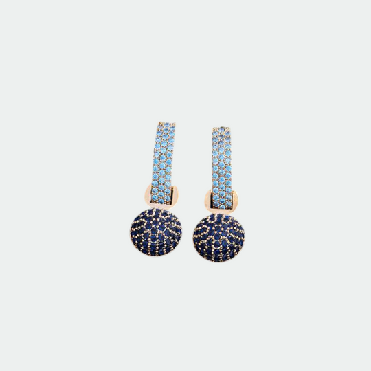 Midnight Orbit Drop Earrings Bold blue Sleek silhouette Galactic vibes
