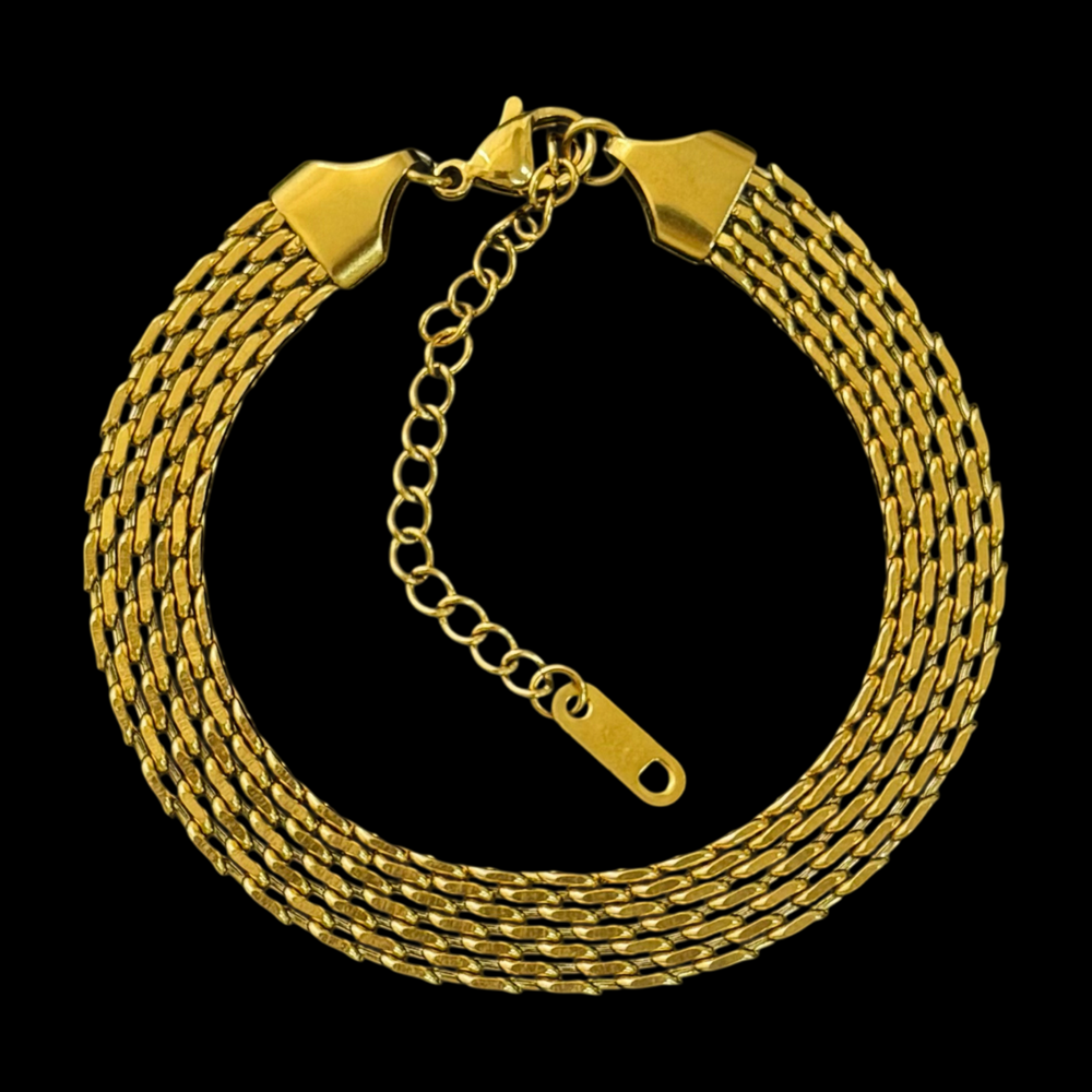 Gold Chain Bracelet - Elegant link design, classic style, wide chain design, men's and women's fashion bracelet, 18k gold stainless steel, gift first choice