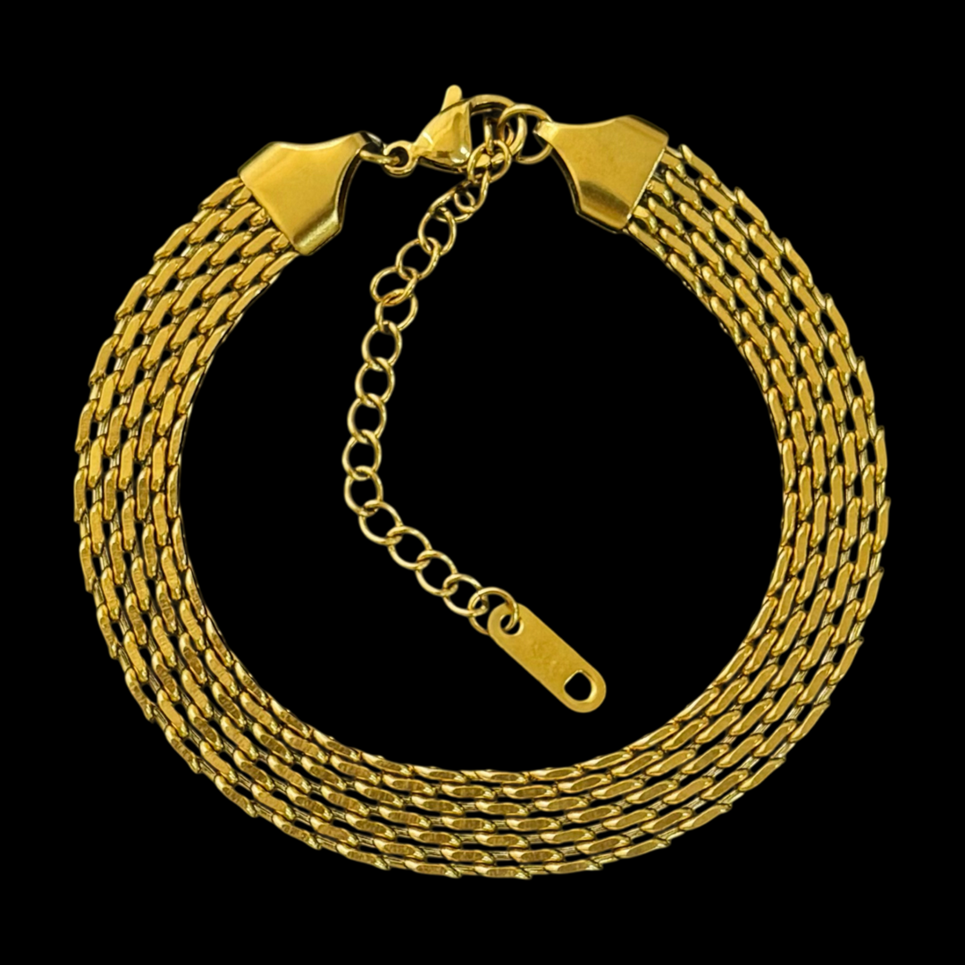 Gold Chain Bracelet - Elegant link design, classic style, wide chain design, men's and women's fashion bracelet, 18k gold stainless steel, gift first choice
