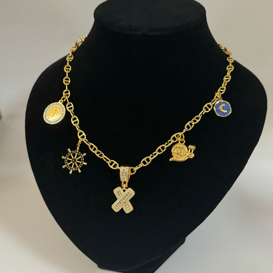 Layered Charm Necklace – Custom Letter Pendant (B/G/K/N/X)
