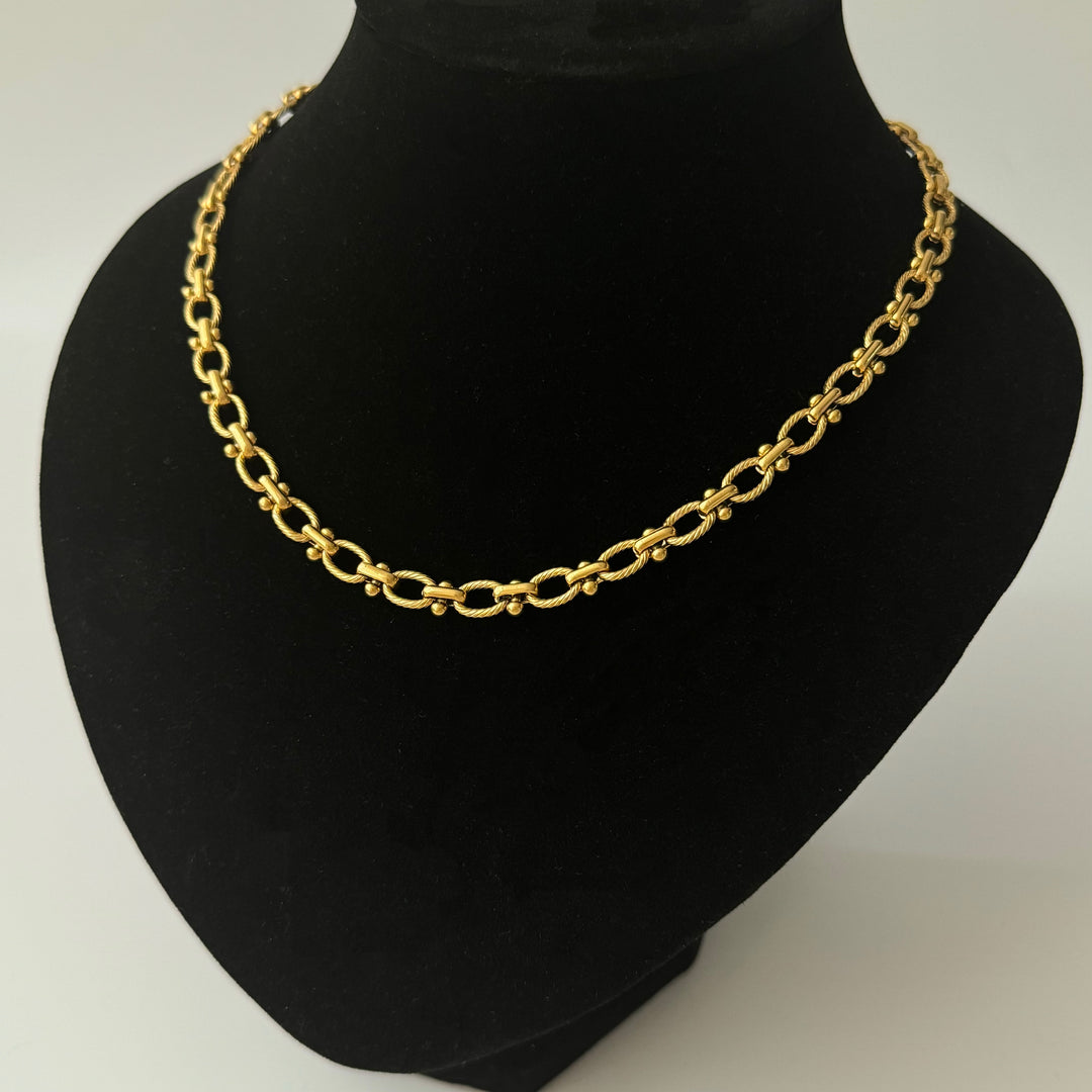 Bold Links Chain Necklace Vintage texture. Strong presence