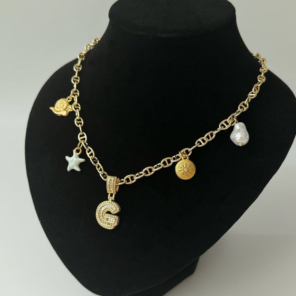 Layered Charm Necklace – Custom Letter Pendant (B/G/K/N/X)