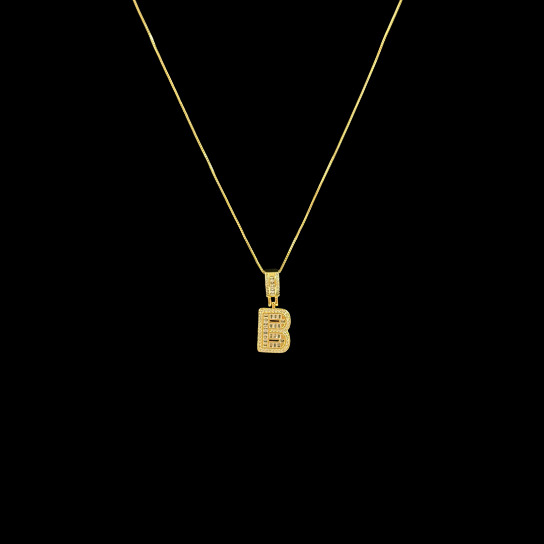 Gold Initial Pendant Necklace – Dainty Letter Necklace with Crystal Accents, Minimalist Jewelry Gift for Women