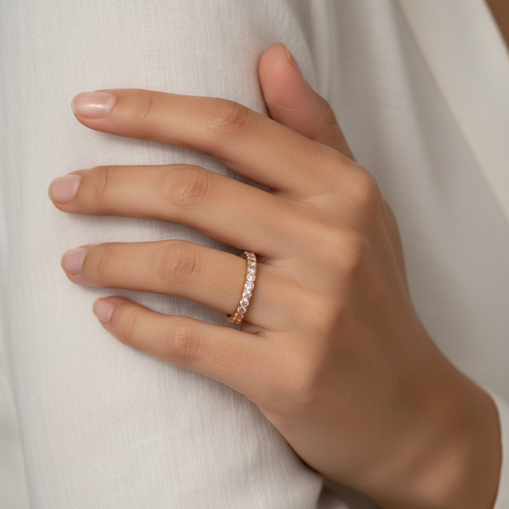 Blush Pavé Eternity Ring Gold