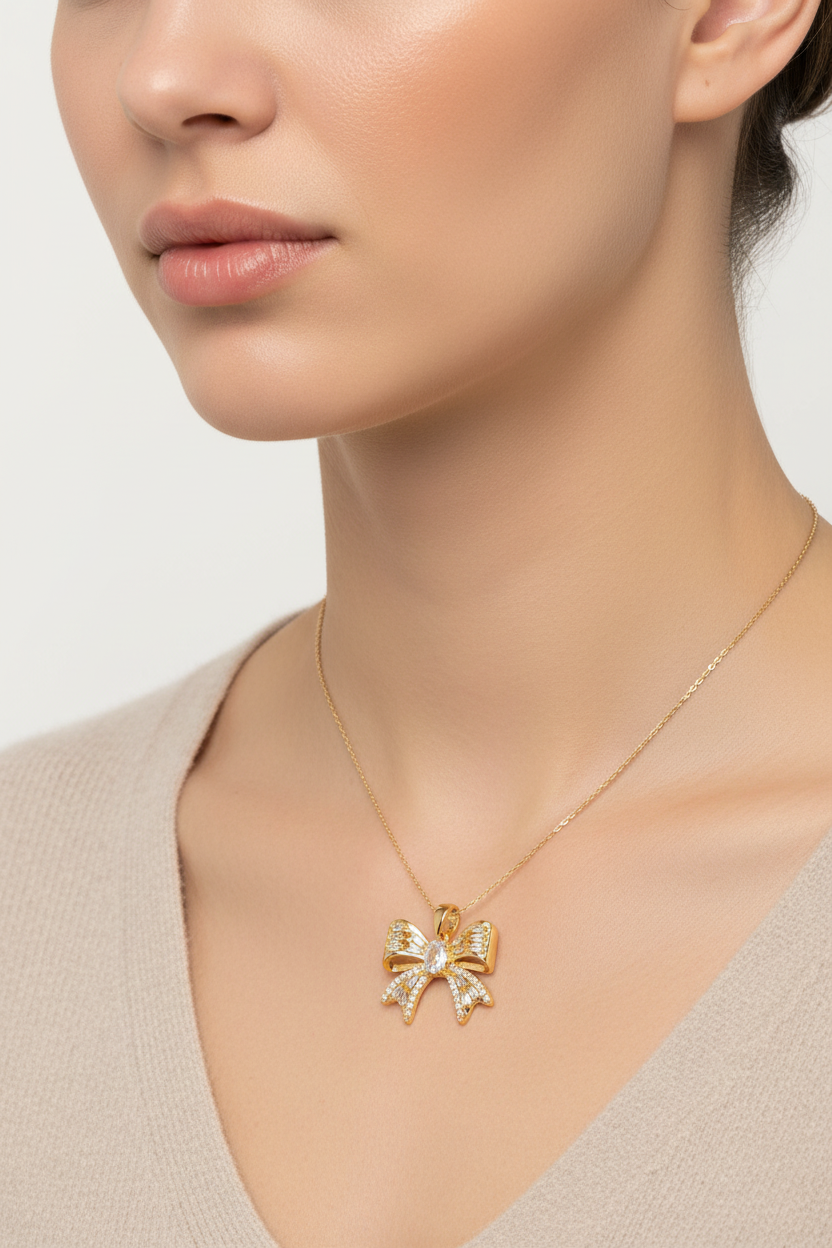 Bow Pendant 1 - Crystal Center