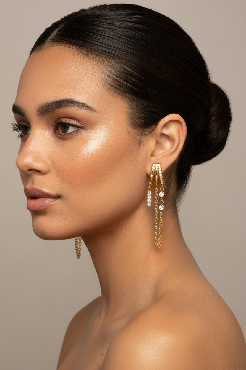 Cascade Triple Hoop Chain Fringe