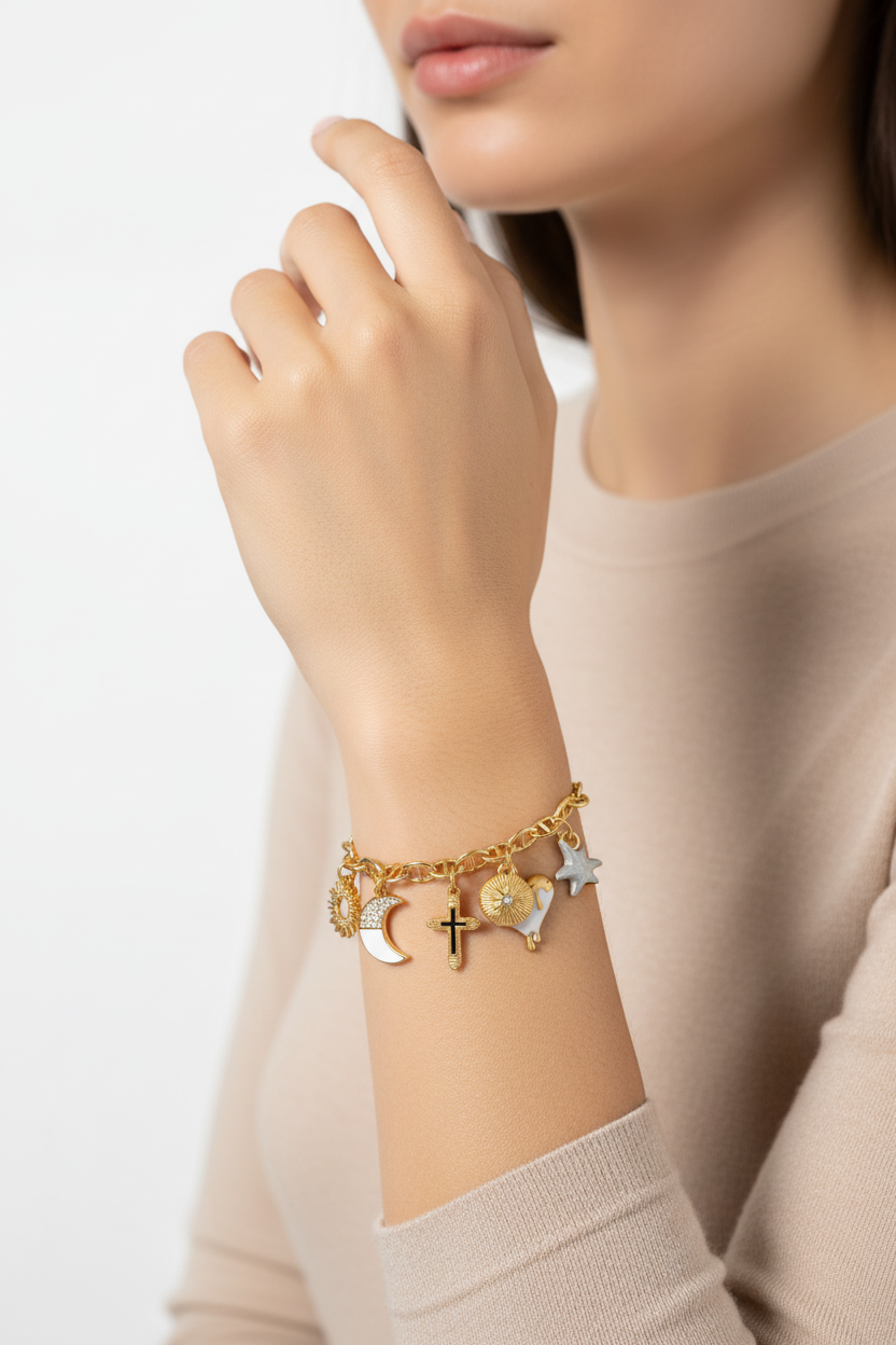 Charm Bracelet on Model Wrist