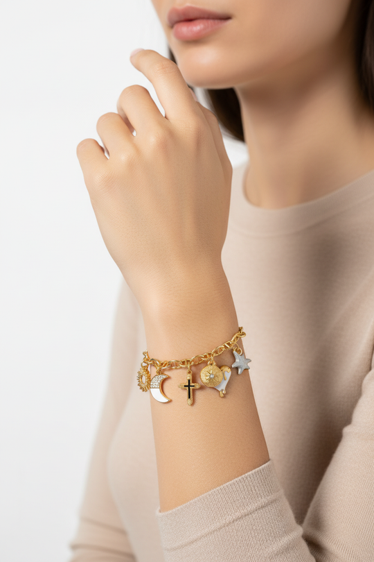 Charm Bracelet on Model Wrist