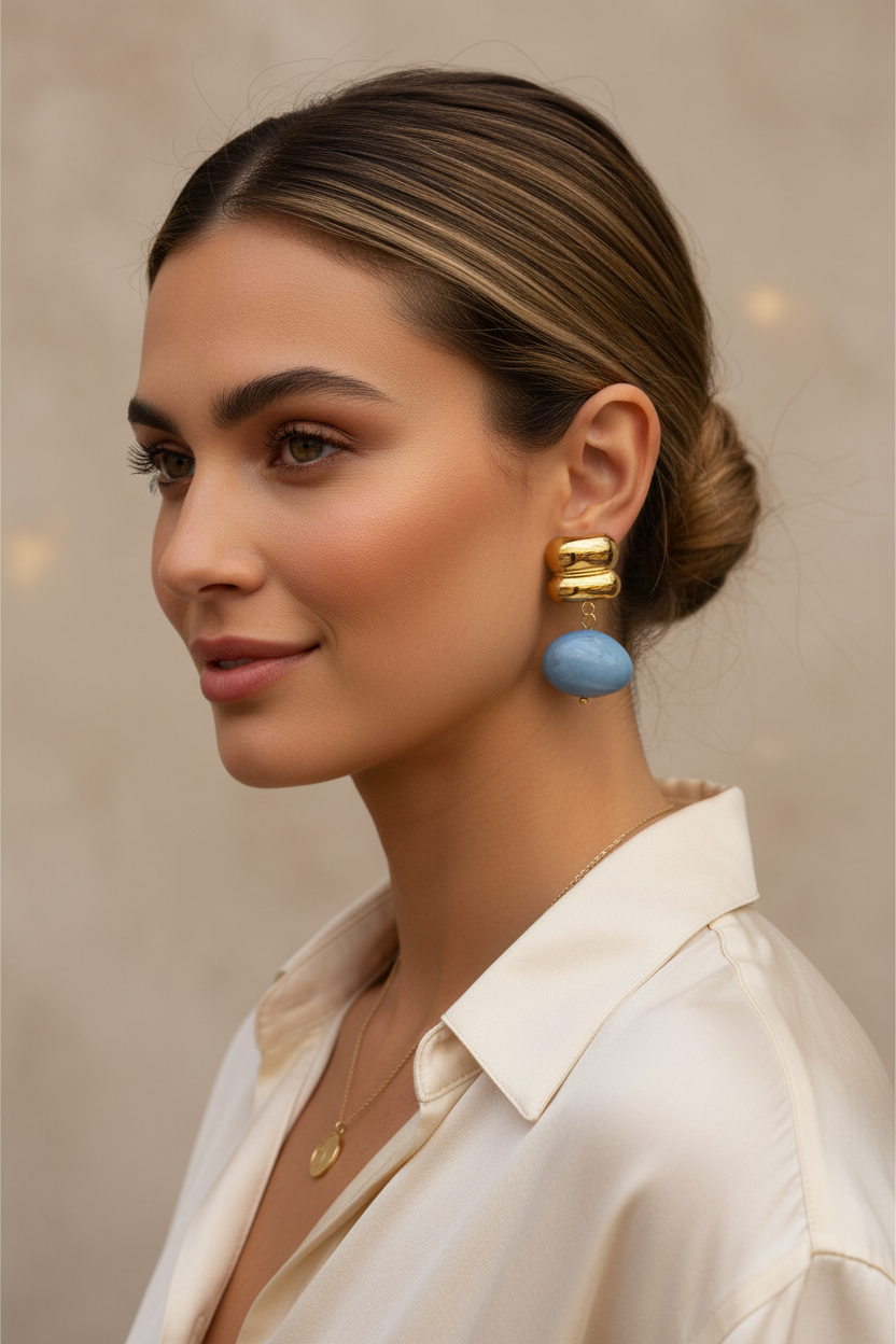Ciel Blue Agate Pebble Drop