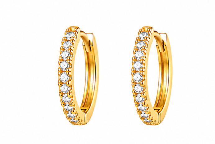 Maylohas Classic CZ Huggie Hoop Earrings on white background