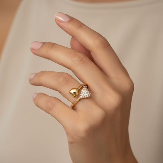 Demi Pavé Heart Bypass Ring