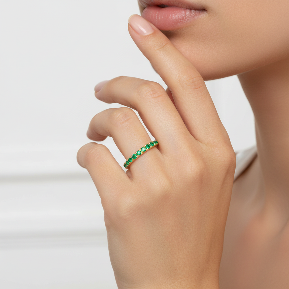 Emerald Pavé Eternity Ring Green