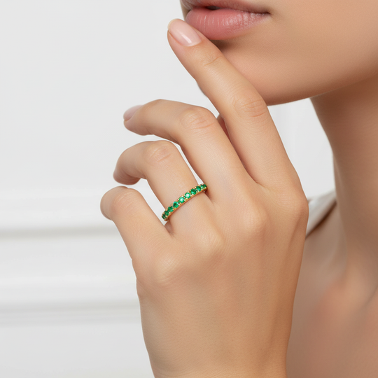 Emerald Pavé Eternity Ring Green
