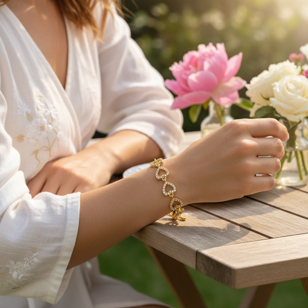 Flower Link Crystal Bracelet Lifestyle