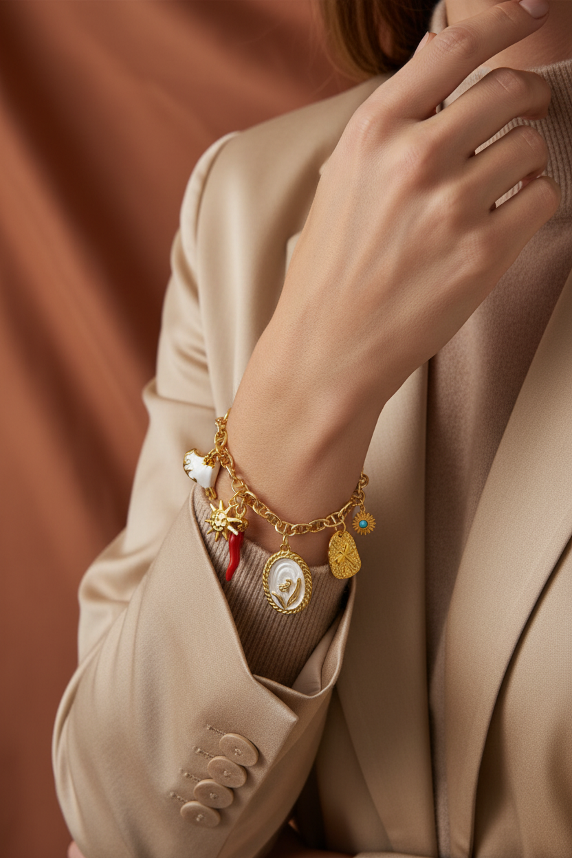Gold Charm Bracelet Lifestyle
