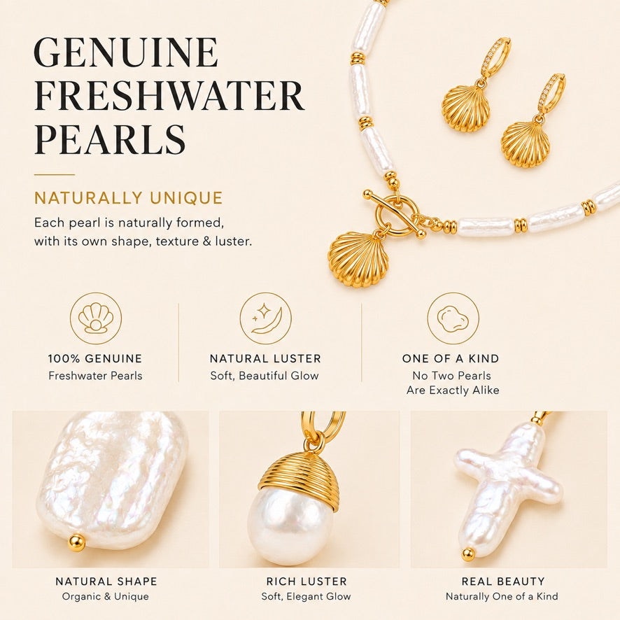 Genuine freshwater pearl details in the Maylohas Modern Pearl Collection