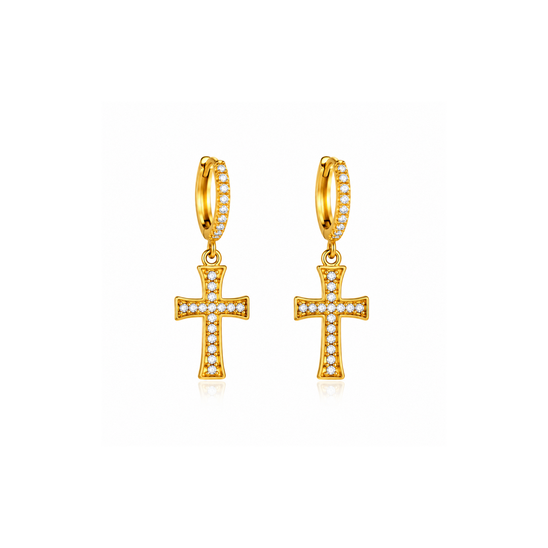 Maylohas Cross charm huggie earrings