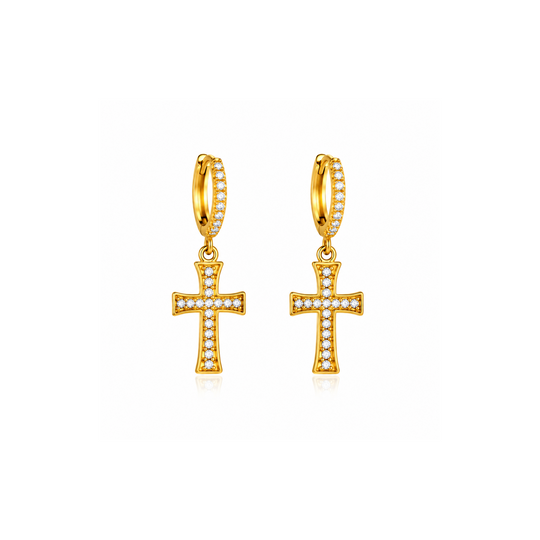 Maylohas Cross charm huggie earrings