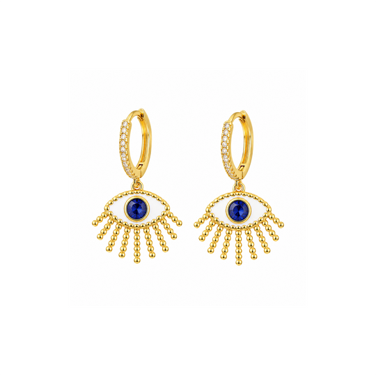 Maylohas Evil Eye charm huggie earrings