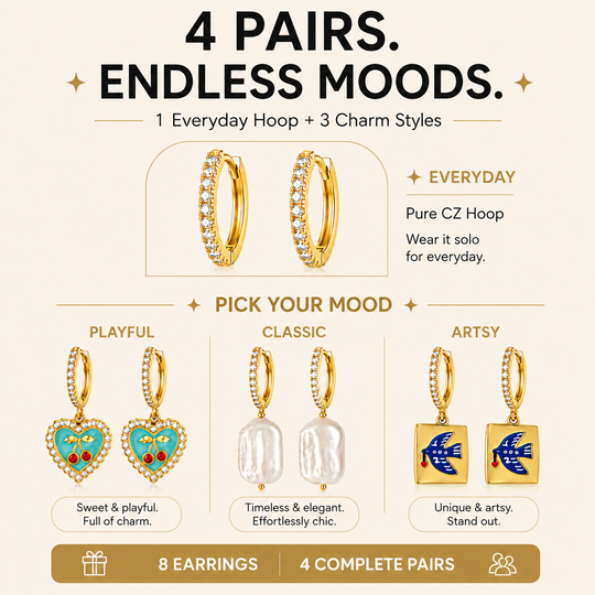 Lucky 4-pair Huggie set style guide