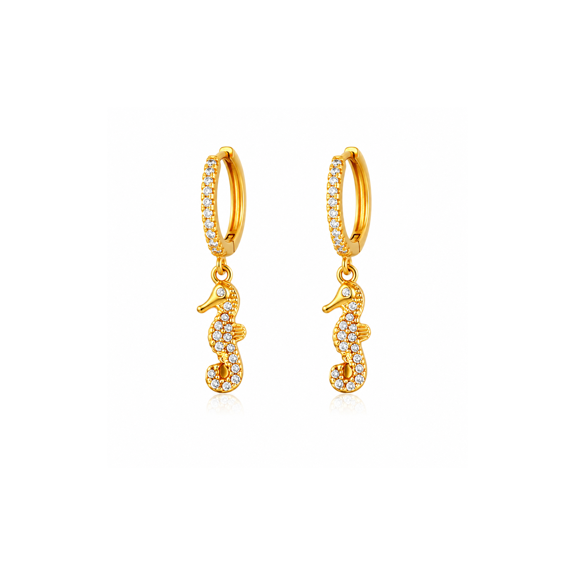 Maylohas Seahorse charm huggie earrings