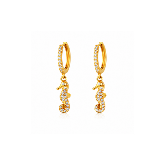 Maylohas Seahorse charm huggie earrings