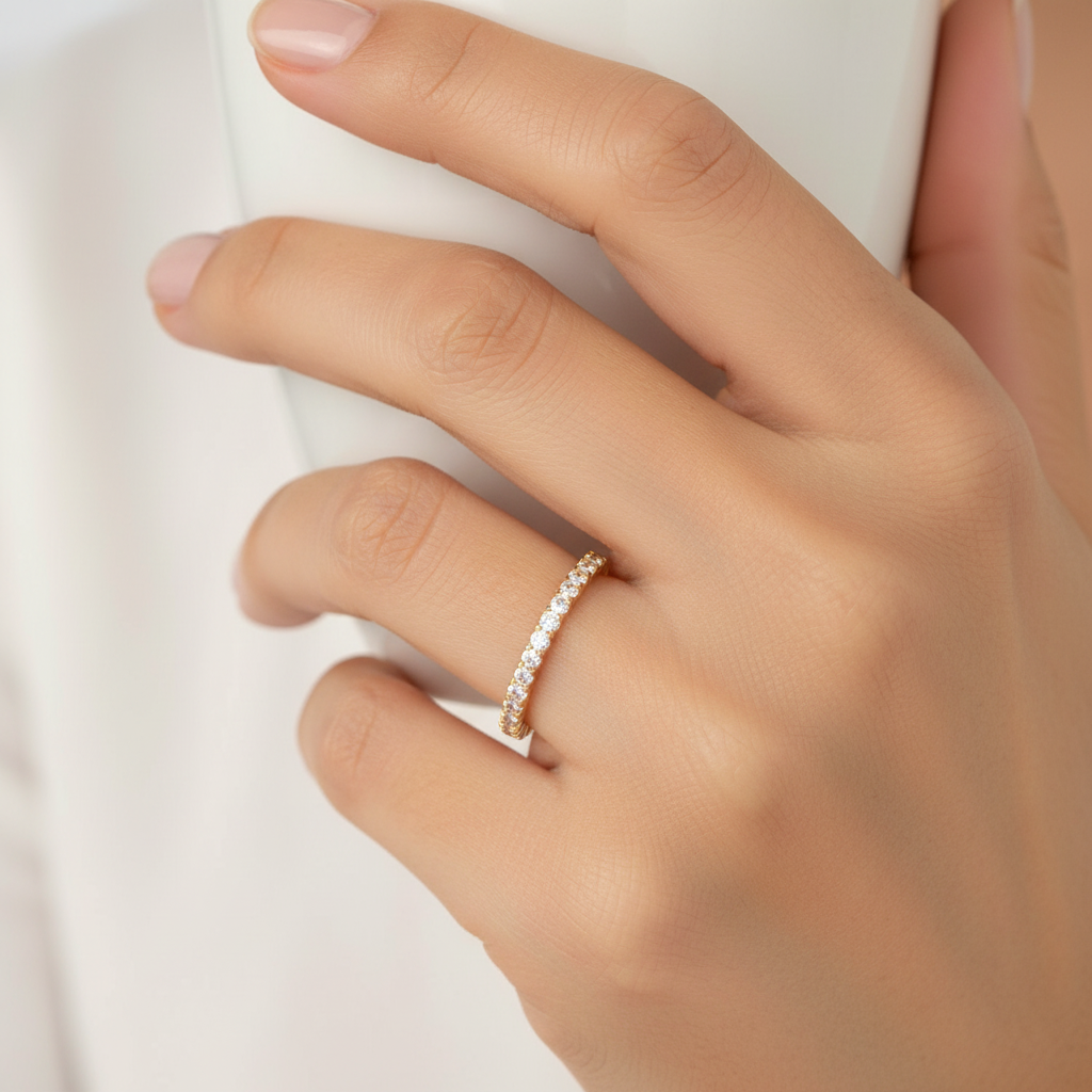 Lumière Pavé Eternity Ring Gold