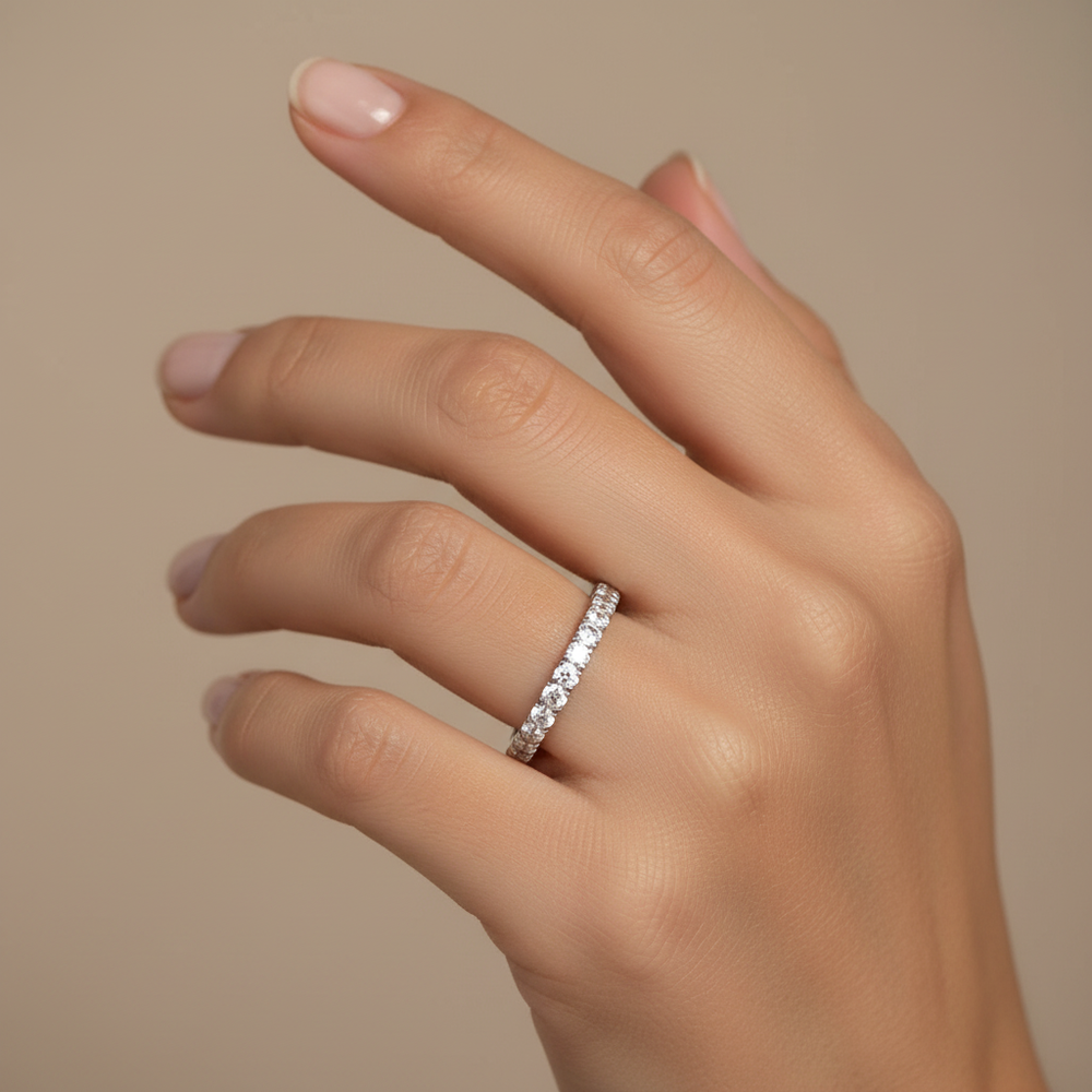 Lumière Pavé Eternity Ring Silver