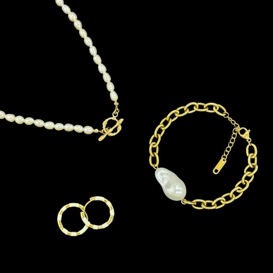 Baroque Irregular Pearls Gold Chain Bracelet - 7.1 inches + 1.2 inches Extension, Elegant and Fashionable Design, Best Birthday Jewelry Gift, Fashion One Piece Accessory