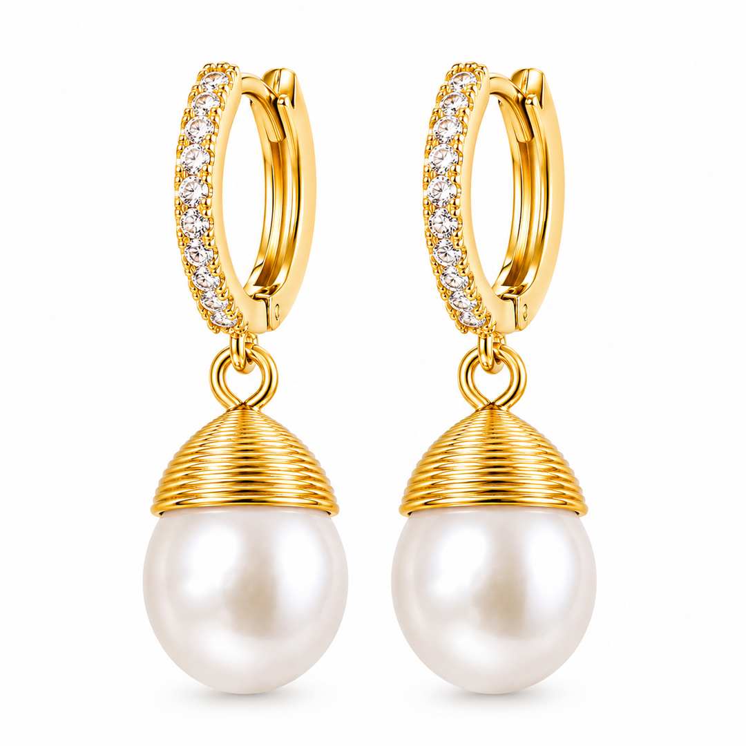 Maylohas classic pearl drop huggie earrings