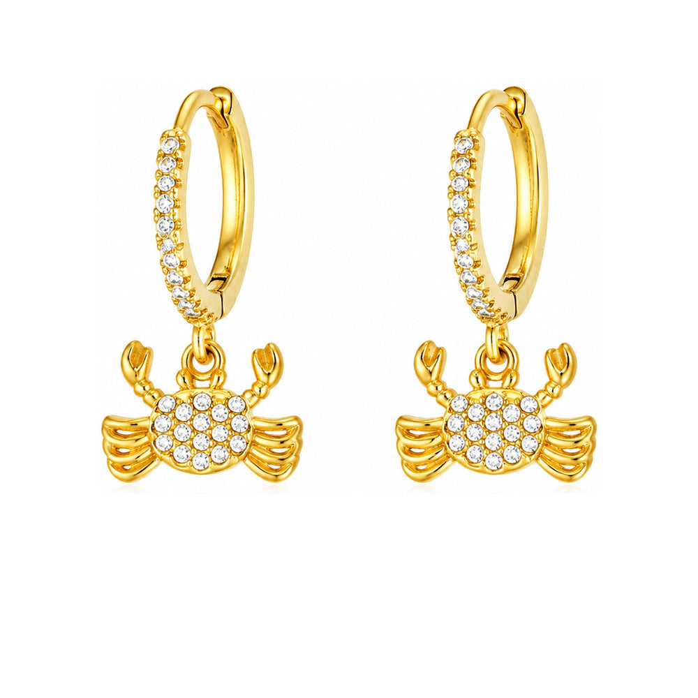 Maylohas Crystal Crab Huggie Earrings on white background