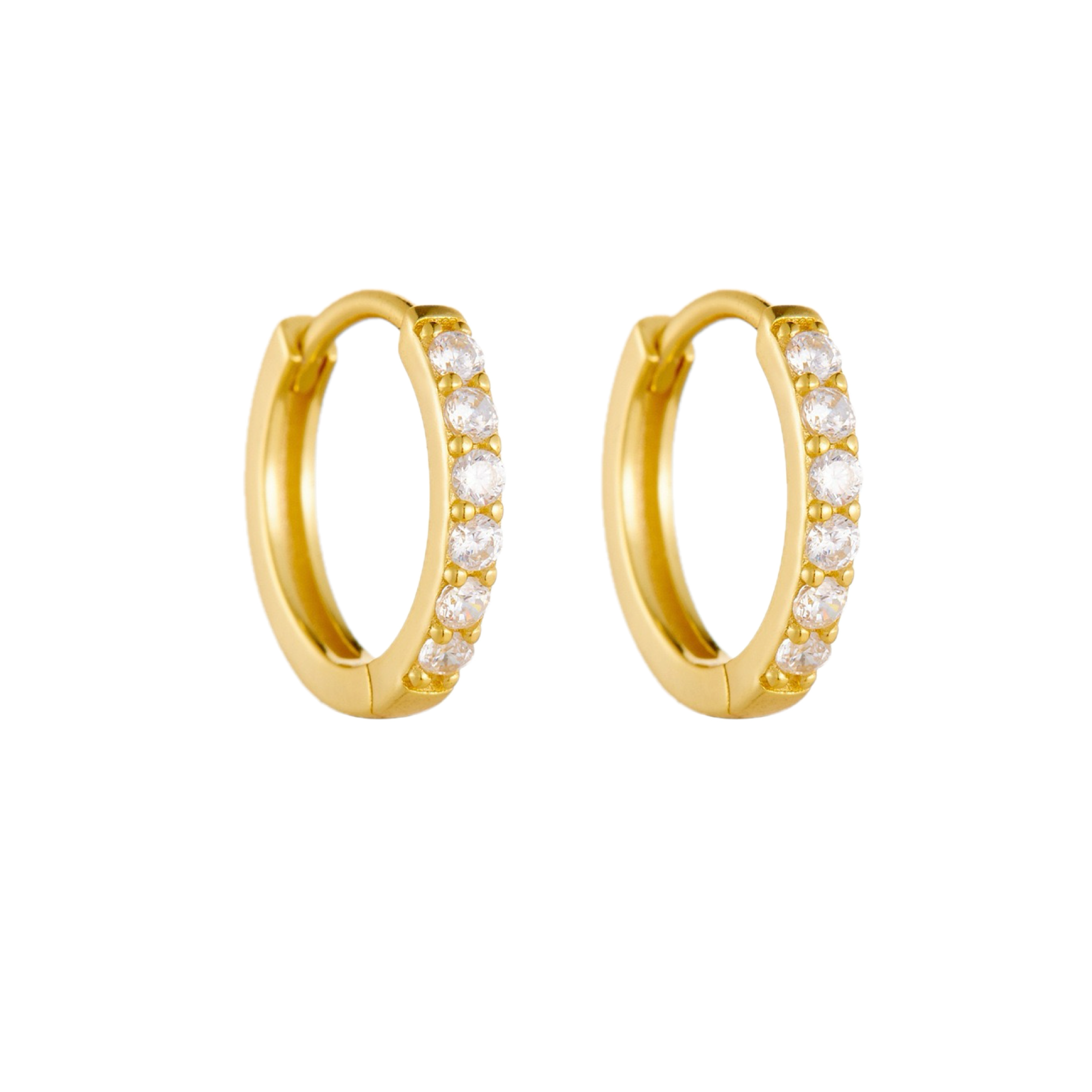 Hand-hammered texture gold hoop earrings.