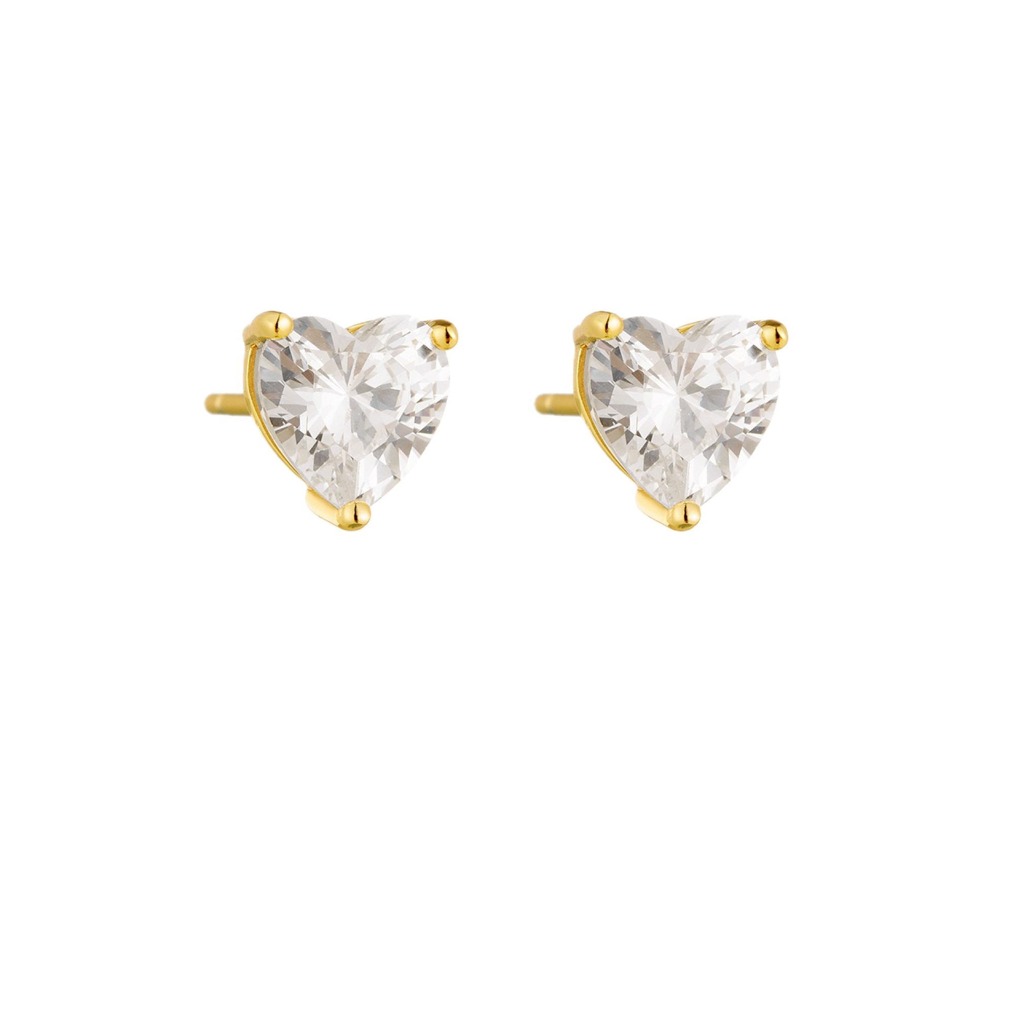 S925 sterling silver heart zircon solitaire stud earrings.