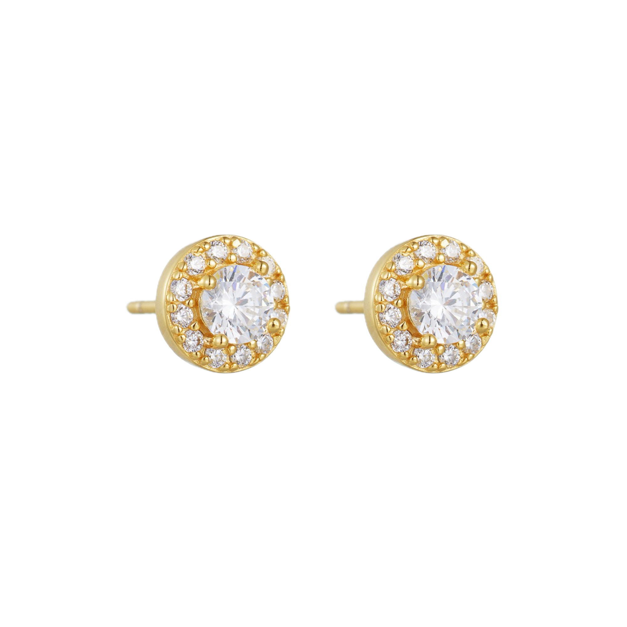 Elegant zircon flower stud earrings with natural pearl.