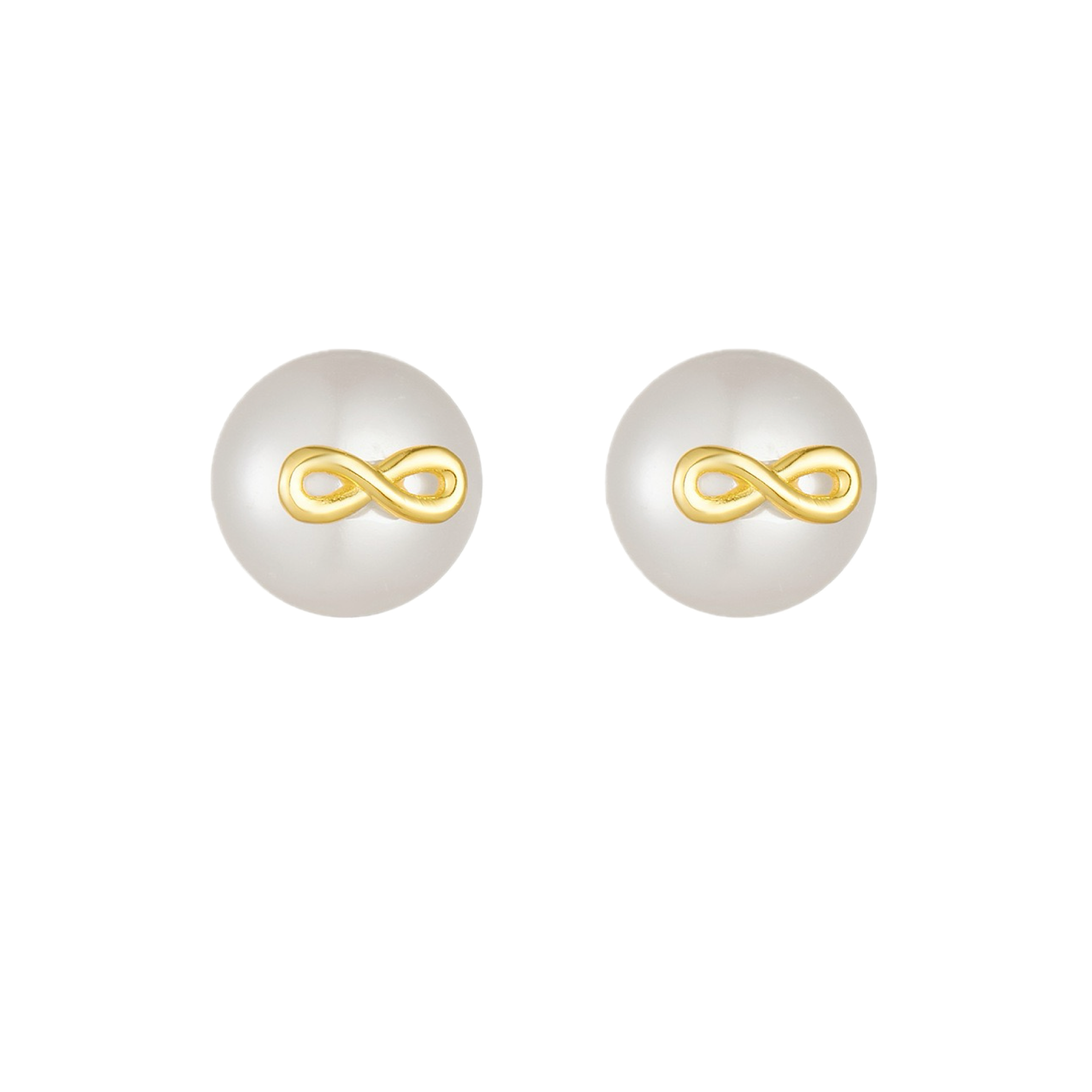 S925 silver infinity loop pearl stud earrings.