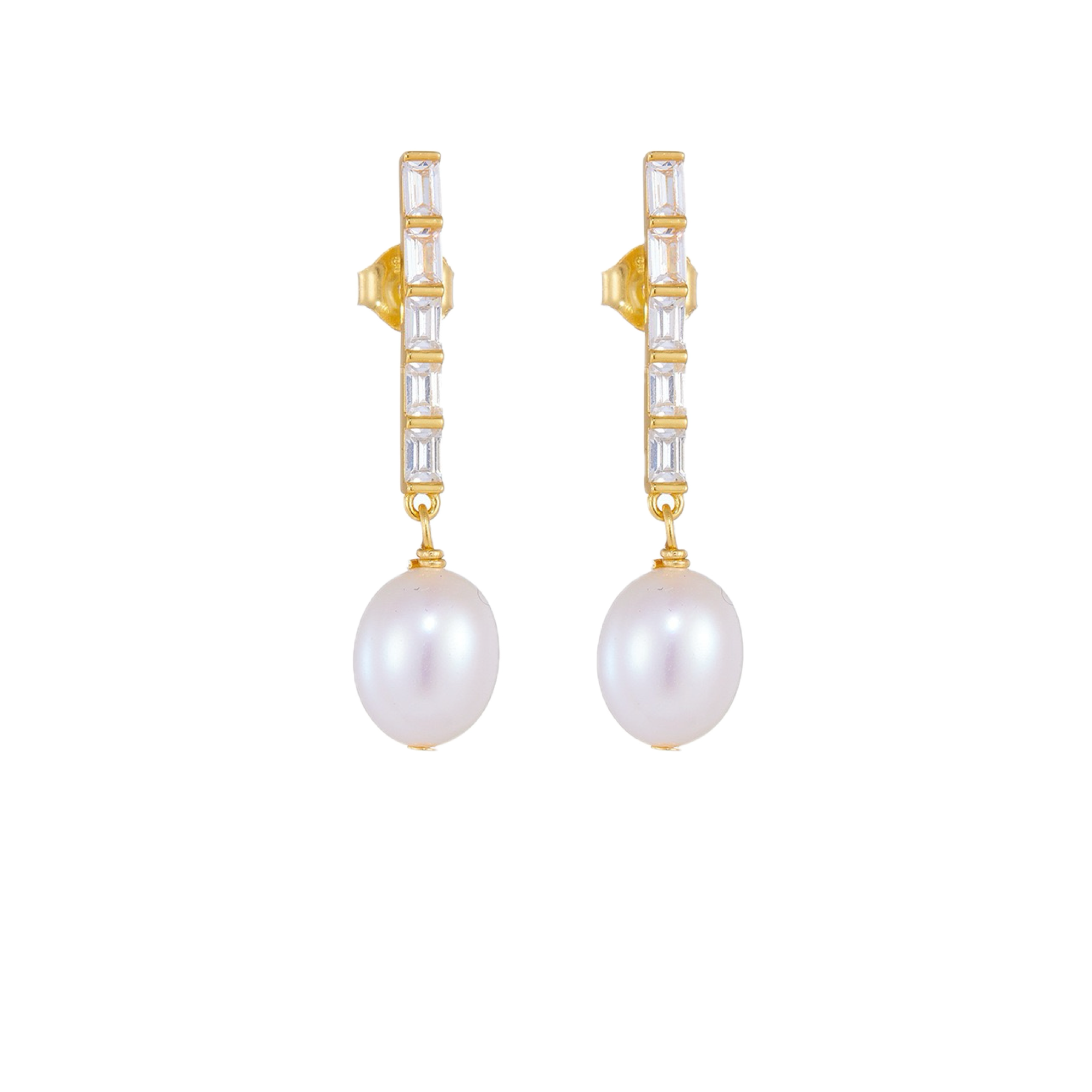 Small silver hoop earrings with freshwater pearl.