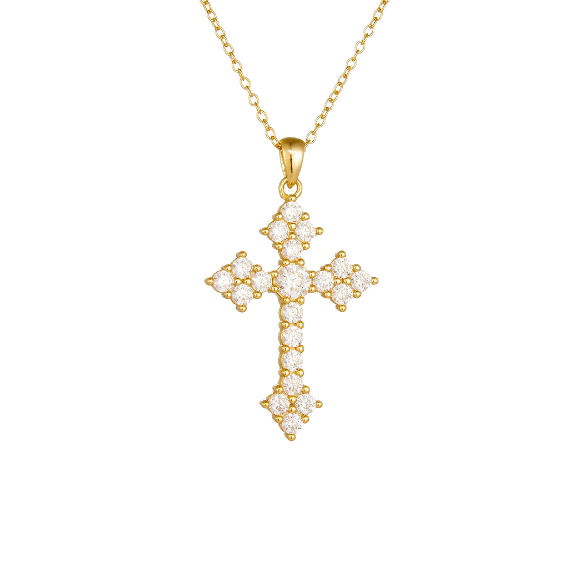 S925 silver vintage pearl cross pendant necklace.