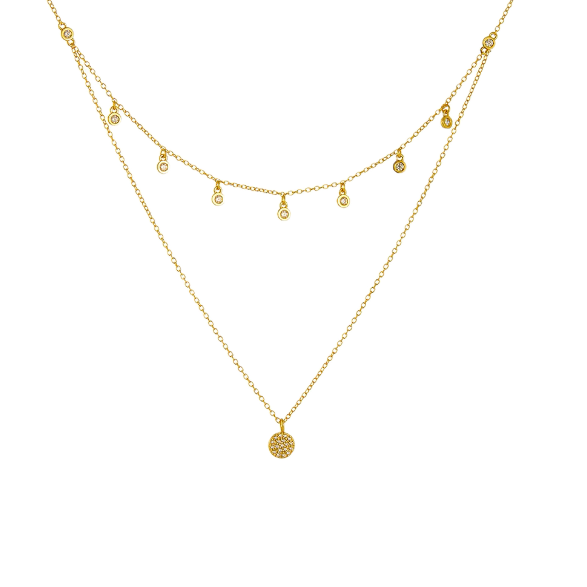 18k gold plated layered necklace with vintage coin pendants.