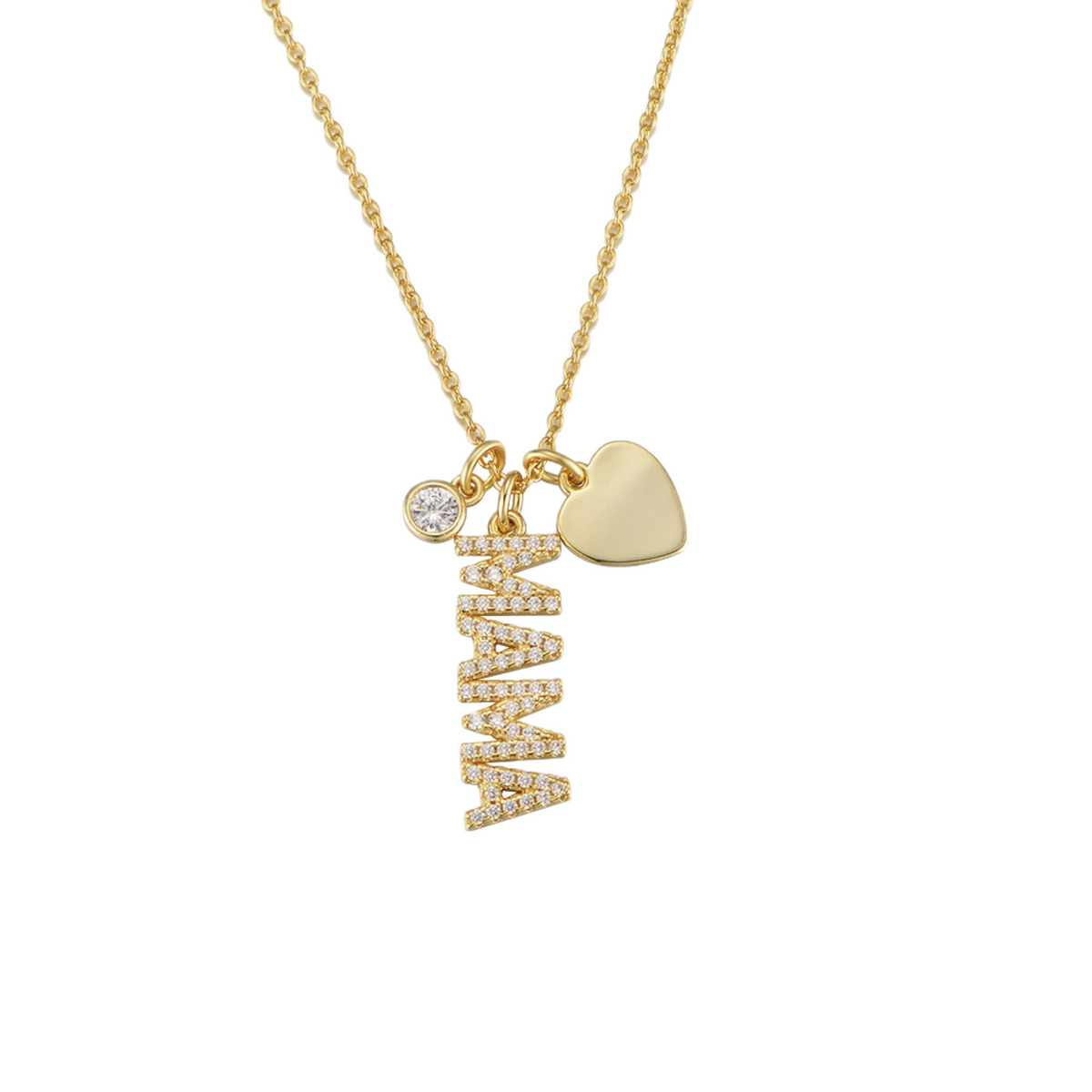 Gold MAMA letter pendant necklace for moms gift.