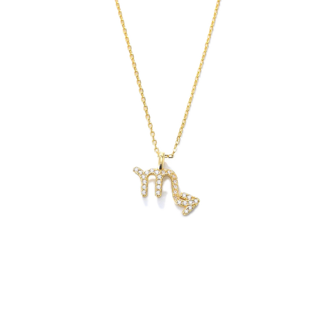 Scorpio zodiac sign gold coin pendant necklace.