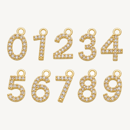 Pave number necklace digits 0 through 9