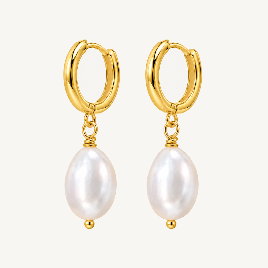 Single pearl huggie earrings