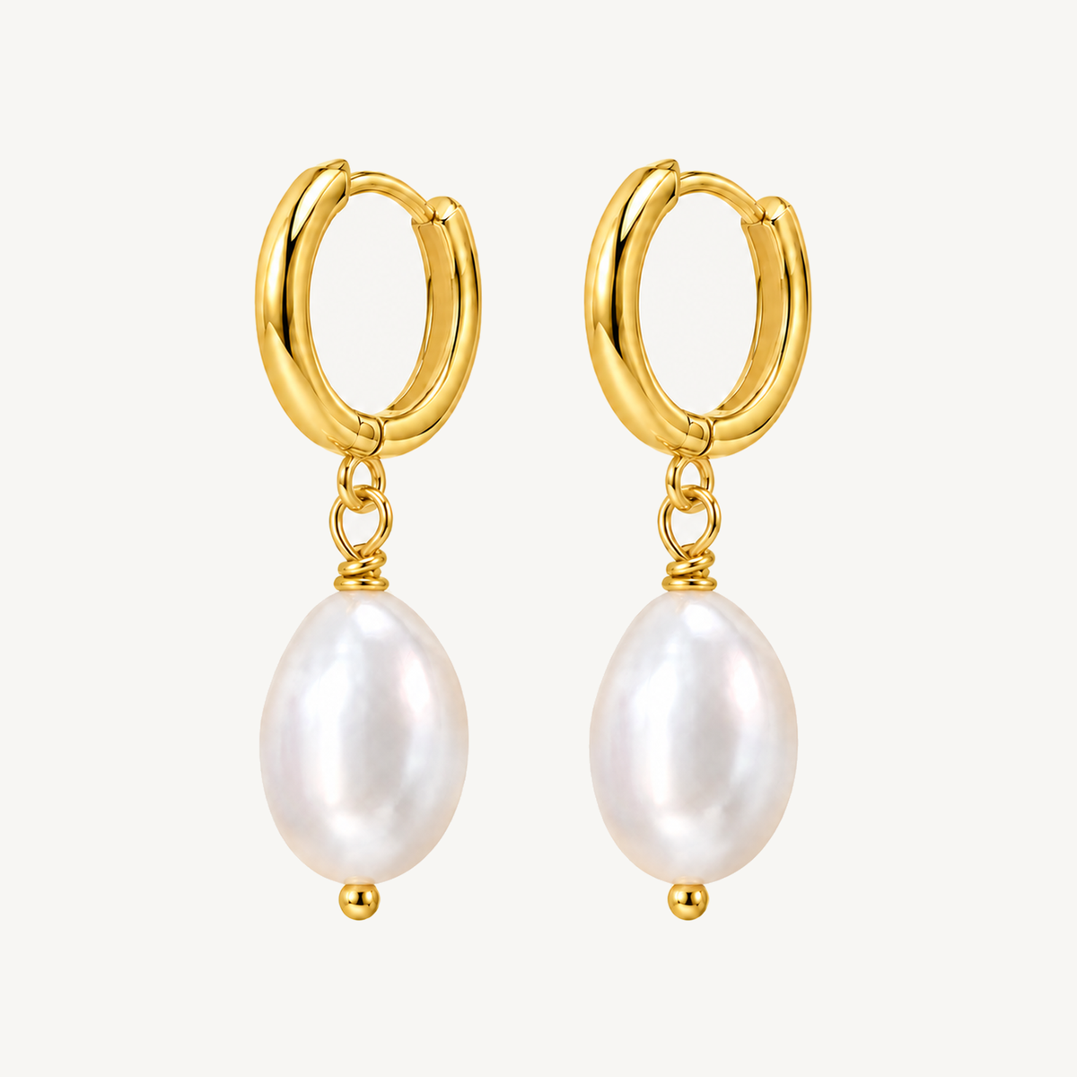 Single pearl huggie earrings