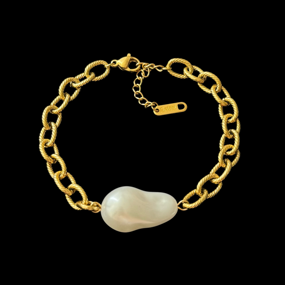 Baroque Irregular Pearls Gold Chain Bracelet - 7.1 inches + 1.2 inches Extension, Elegant and Fashionable Design, Best Birthday Jewelry Gift, Fashion One Piece Accessory
