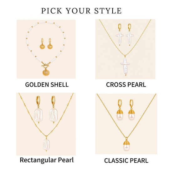 Maylohas Modern Pearl Collection Golden Shell Cross Pearl Rectangular Pearl and Classic Pearl styles