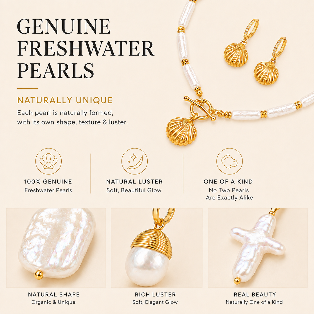 Genuine freshwater pearl details in the Maylohas Modern Pearl Collection